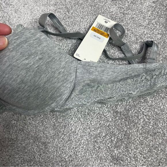 DKNY T-Shirt Bra 34A Gray Push-Up Back Closure Convertible Padded Lace - Picture 3 of 11